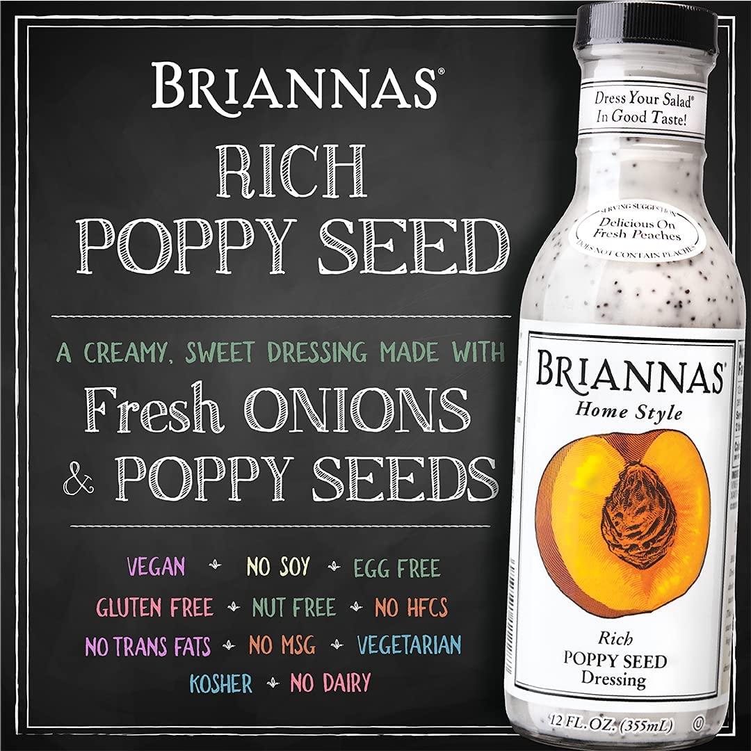 BRIANNAS Home Style Rich Poppy Seed Salad Dressing Gluten Free, Vegan