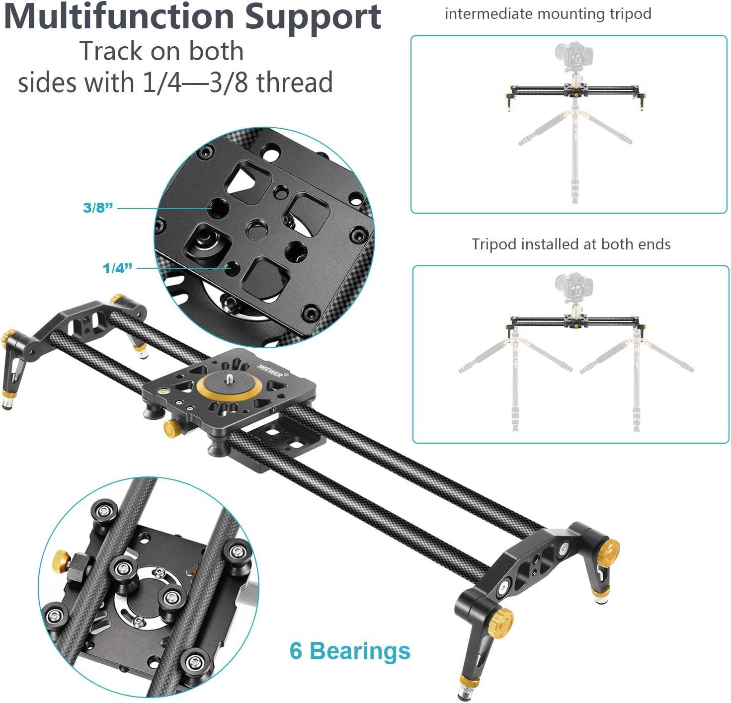 NEEWER 39.4 inches/100 Centimeters Carbon Fiber Camera Slider Video  Stabilizer Rail with 6 Bearings for DSLR Camera DV Video Camcorder Film  Photography, Load up to 17.5 pounds/8 kilograms 100cm