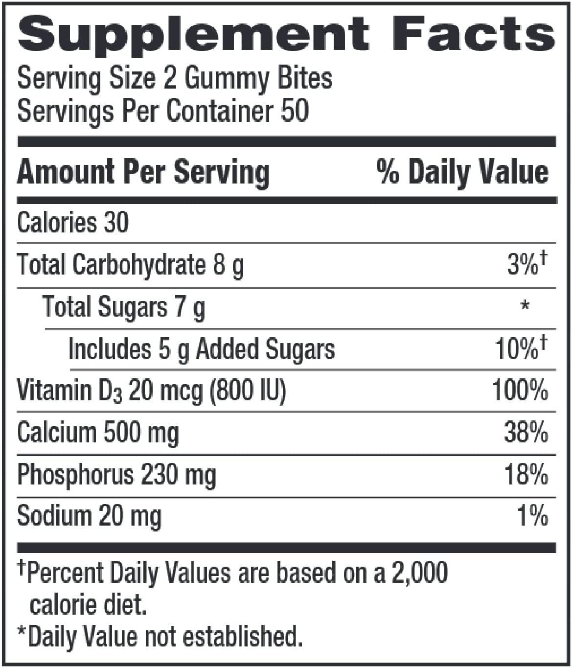 Caltrate Gummy Bites 500mg Calcium & Vitamin D Supplement Black