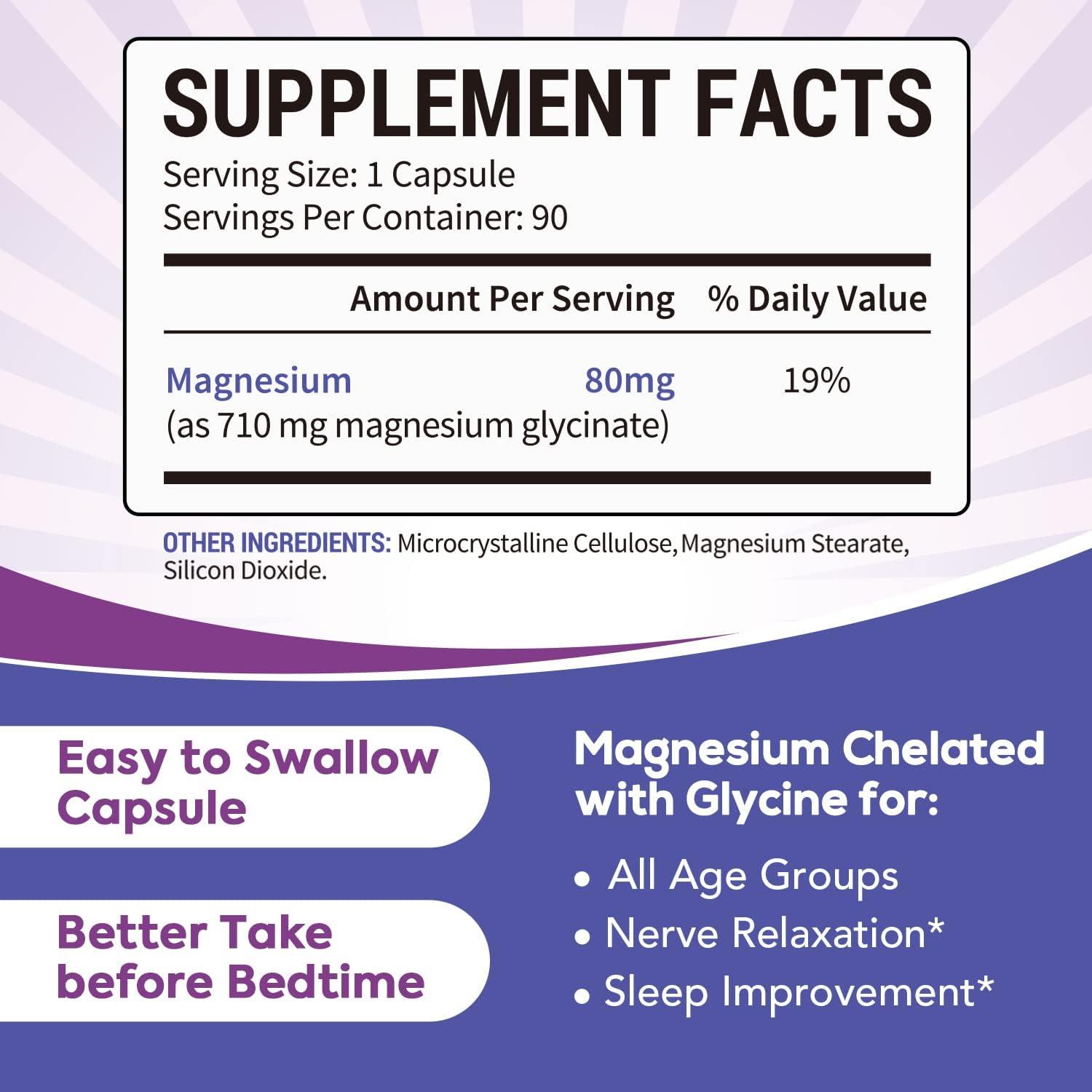 Surebounty Magnesium Glycinate 710 mg Magnesium Glycinate (80 mg