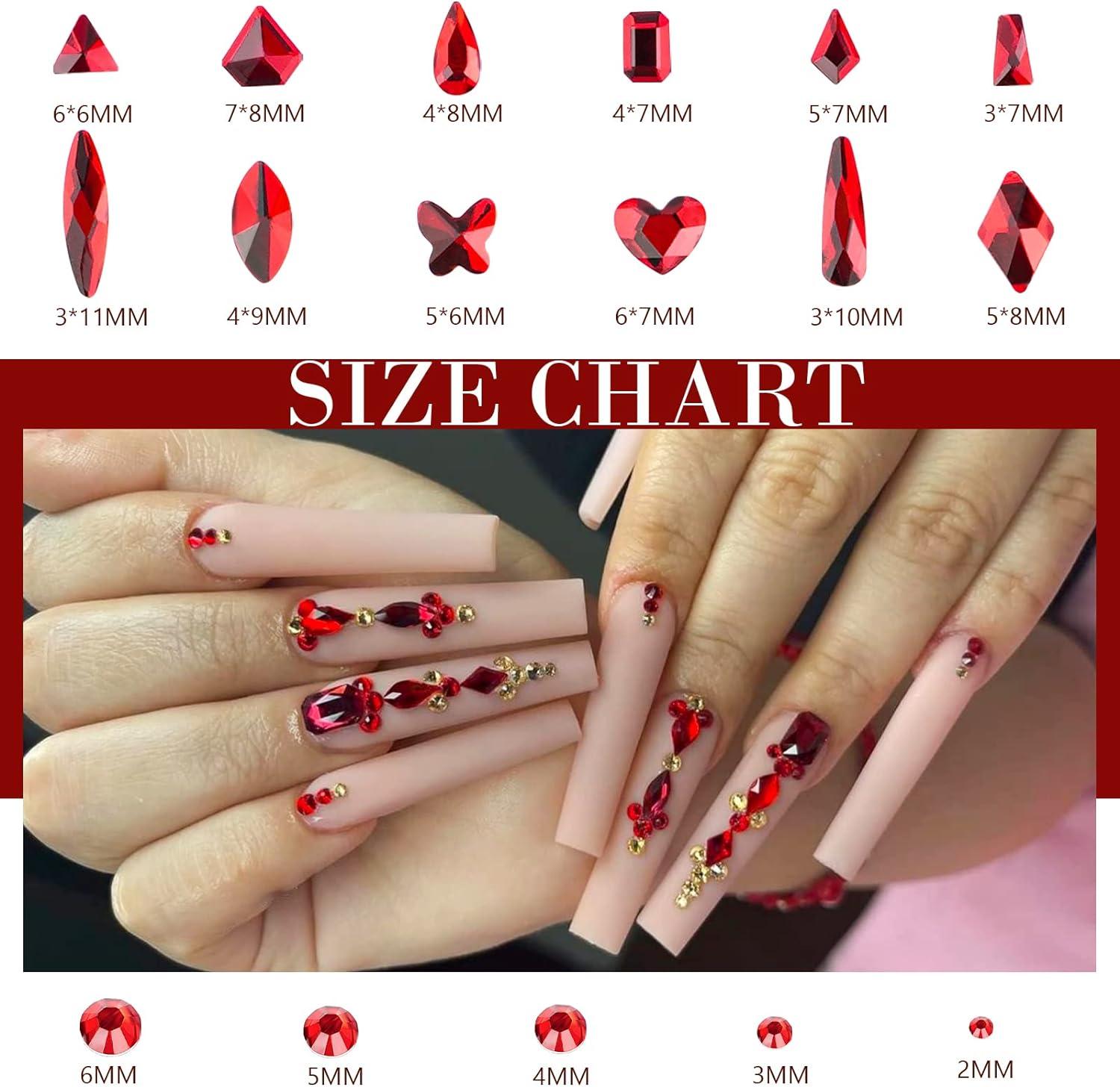 Glamorous Red 3D Crystal Nail Festoon
