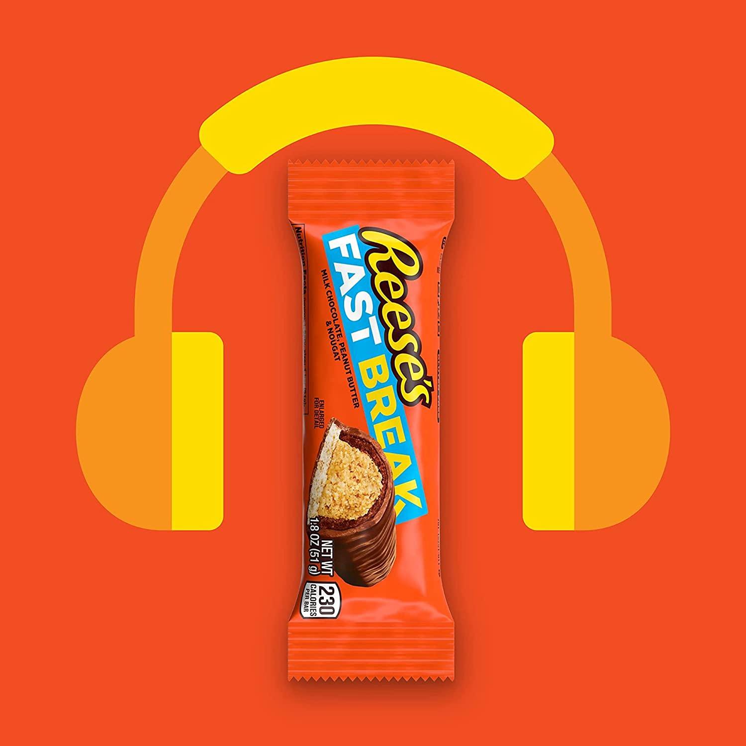 REESE'S FAST BREAK Milk Chocolate covered Peanut Butter and Nougat