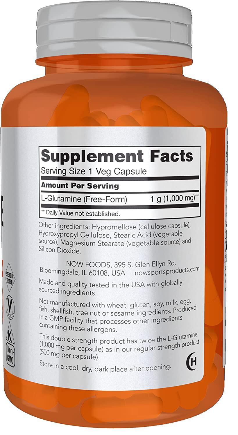 NOW Sports Nutrition, LGlutamine, Double Strength 1,000 mg, Amino Acid