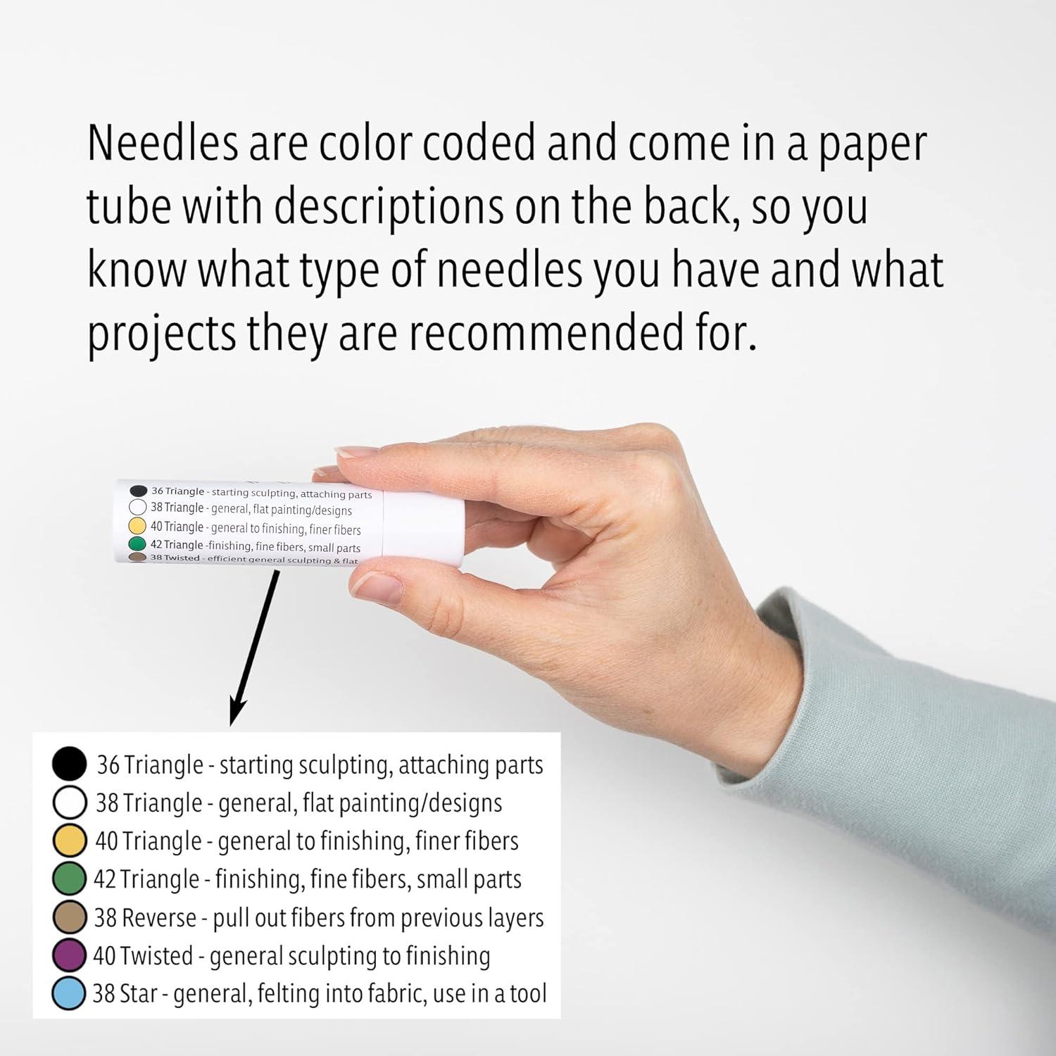 Needle Felting Needles Variety Pack 25 Color Coded Gauges for Wool