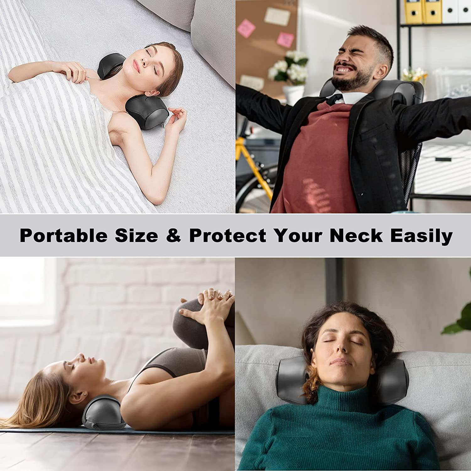 Guffo Neck Stretcher Cervical Traction Device, Neck and Shoulder Relaxer  for TMJ Headache Relief and Spine Alignment, with Acupressure Massag Design Neck  Pain Pillow for Muscle Tension Relief Black