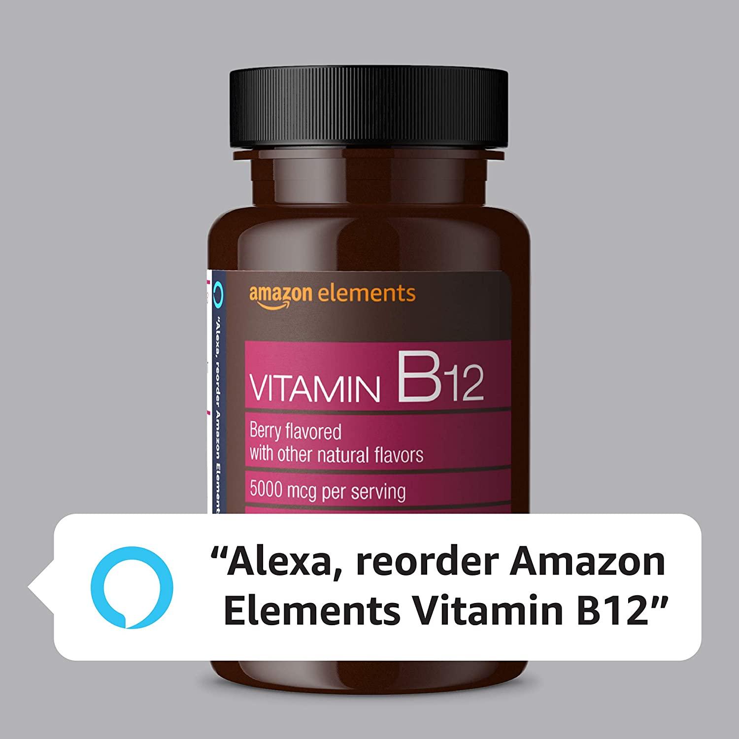 Amazon Elements Vitamin B12 Methylcobalamin 5000mcg Energy