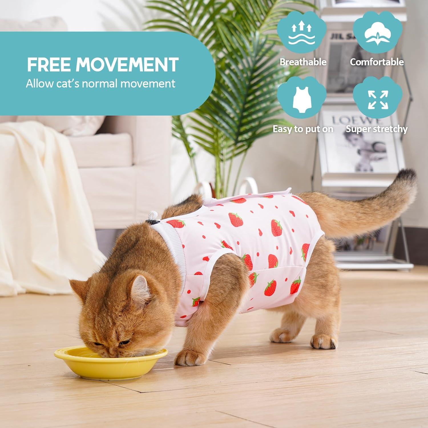thumbnail image 2 of Cone For Cats Cat Recovery Suit – Soft Bodysuit Alternative To Cone After Surgery | Breathable Onesie For Spay Wounds & Skin Protection Anti Licking Onesie Alternative To Cone 2 of 14