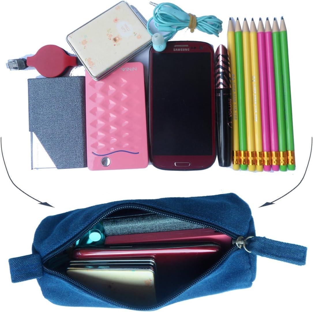 Enyuwlcm Heavy Canvas Stationery Portable Simple Pencil Bag and