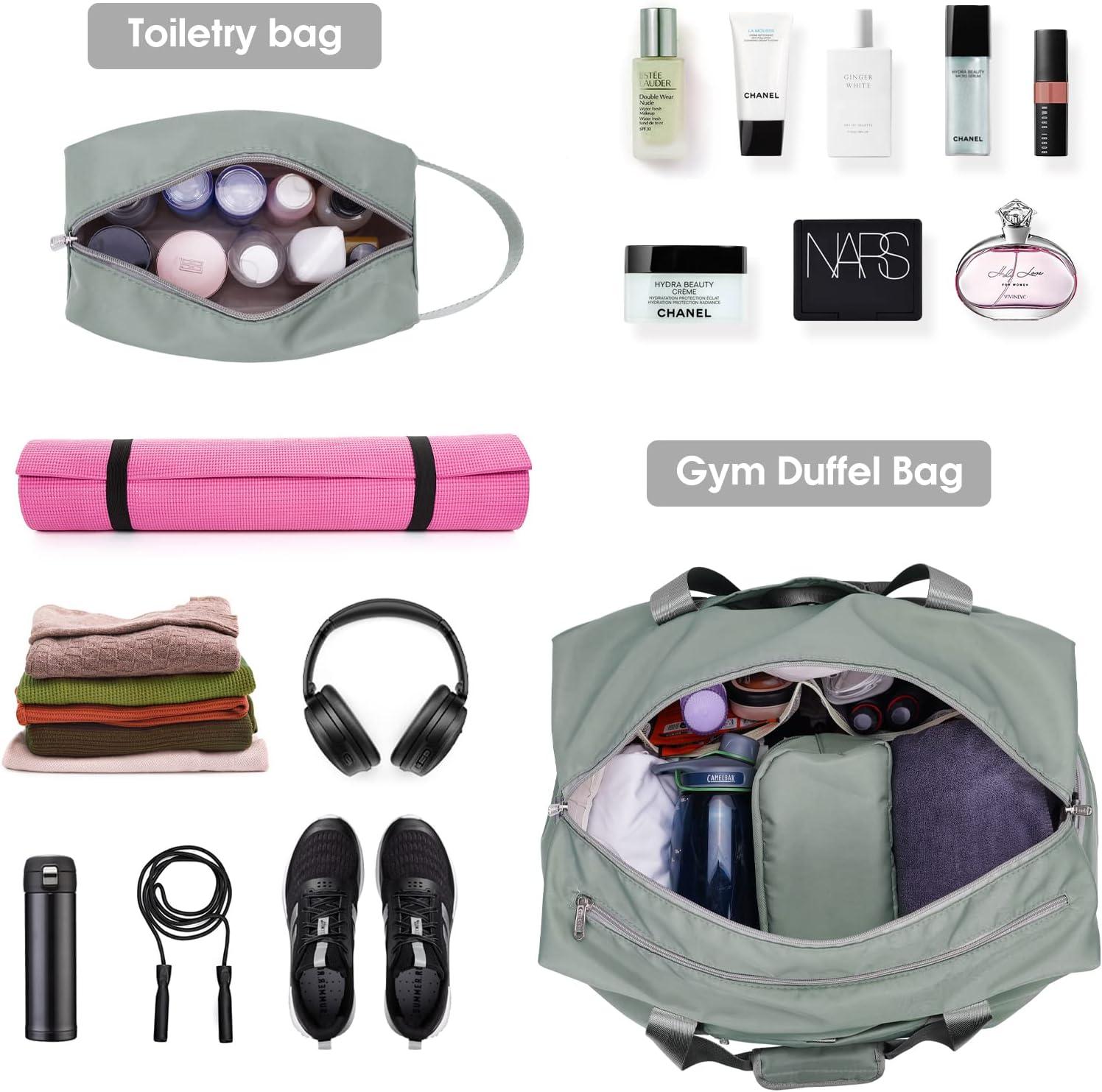 Ceneda 20 Gym Duffel Bag with Wet Pocket Shoes Compartment Portable  Overnight Weekender Bag Travel bag Yoga Bag for Women (Grey)