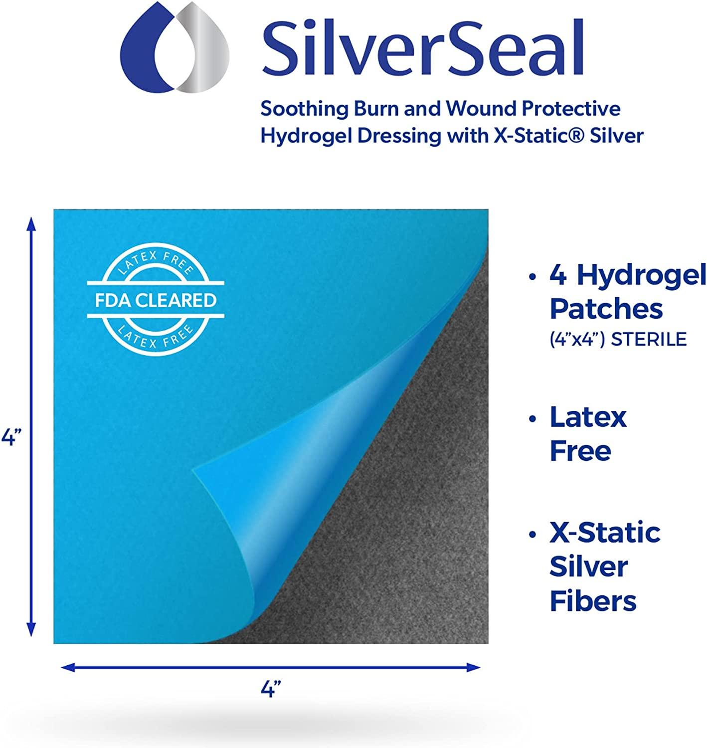 SilverSeal Burn and Wound Dressing Hydrogel Pads with XStatic Silver Soothing, Moist