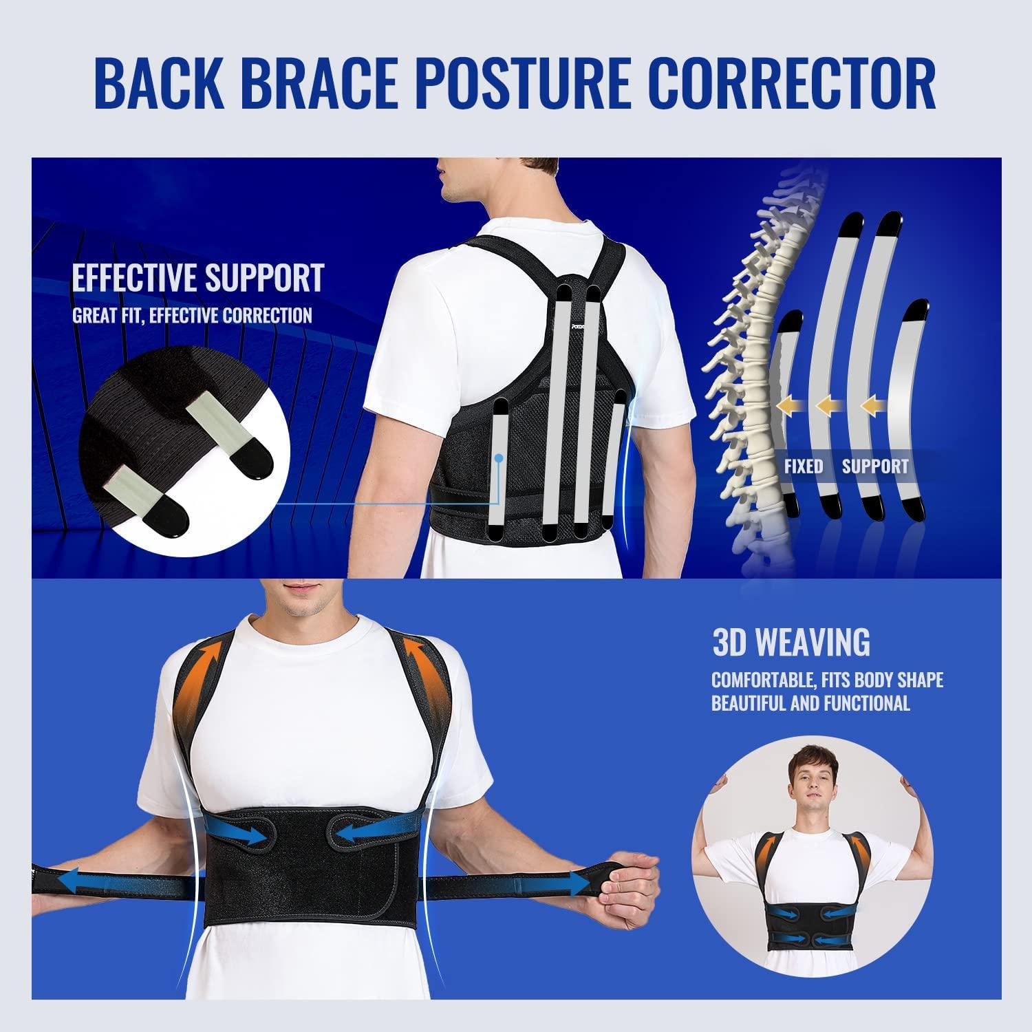 POTENSGO Posture Corrector for Men and Women,Fully Adjustable Back Brace  Posture Corrector,Lightweight and Breathable Back Support and Scoliosis  Back Brace for Posture Correction Medium