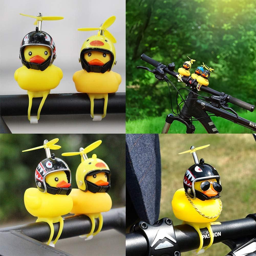 wonuu Rubber Duck Car Ornaments, 2Pcs Yellow Duck Car Dashboard Decorations  Squeeze Duck Bicycle Horns with Propeller Helmet Shark&bee