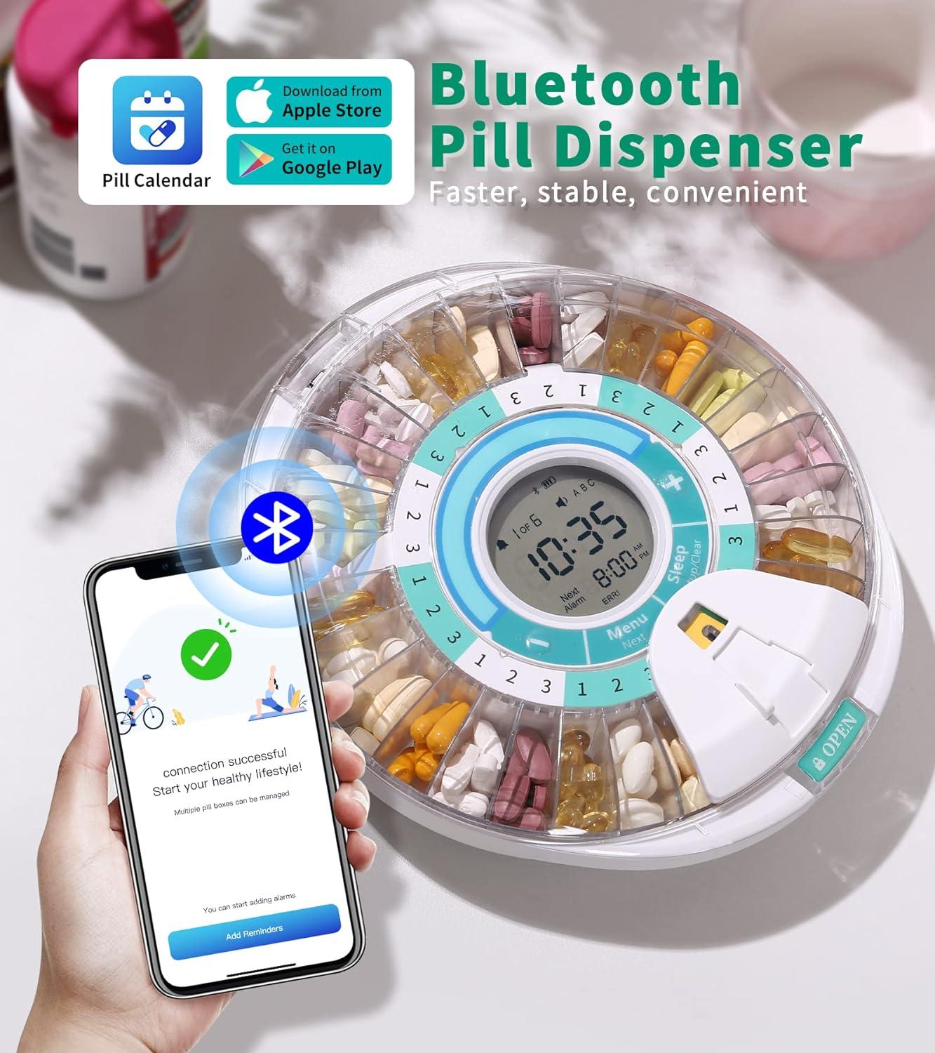Daviky 28-Day Automatic Pill Dispenser With Alarm - Electronic Locked Medication Organizer