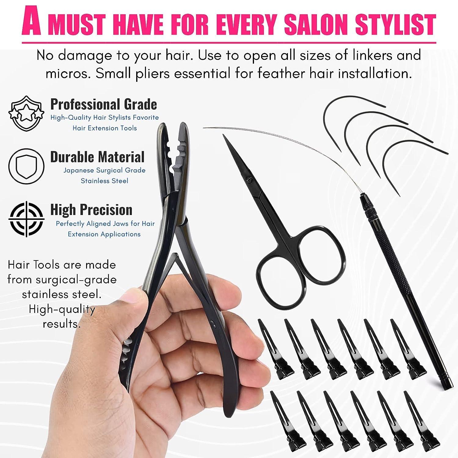 Pro Hair Extension Tool Kit for Micro Link Hair Extension Beads Install  Plier US