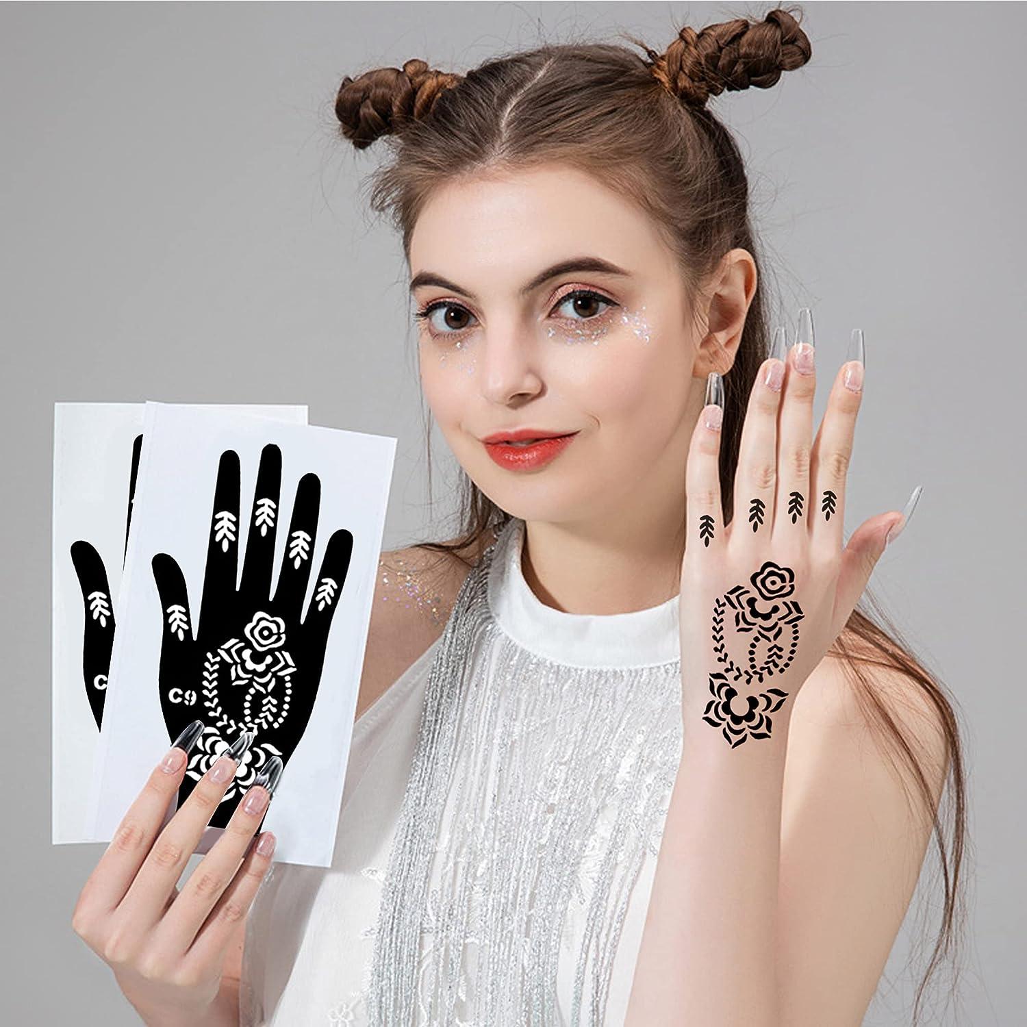 24 Sheets Henna Tattoo Stencil Kit 280 pcs Henna Stencils Reusable 24-sheets-henna-tattoo-stencil-kit-280-pcs-henna-stencils-reusable