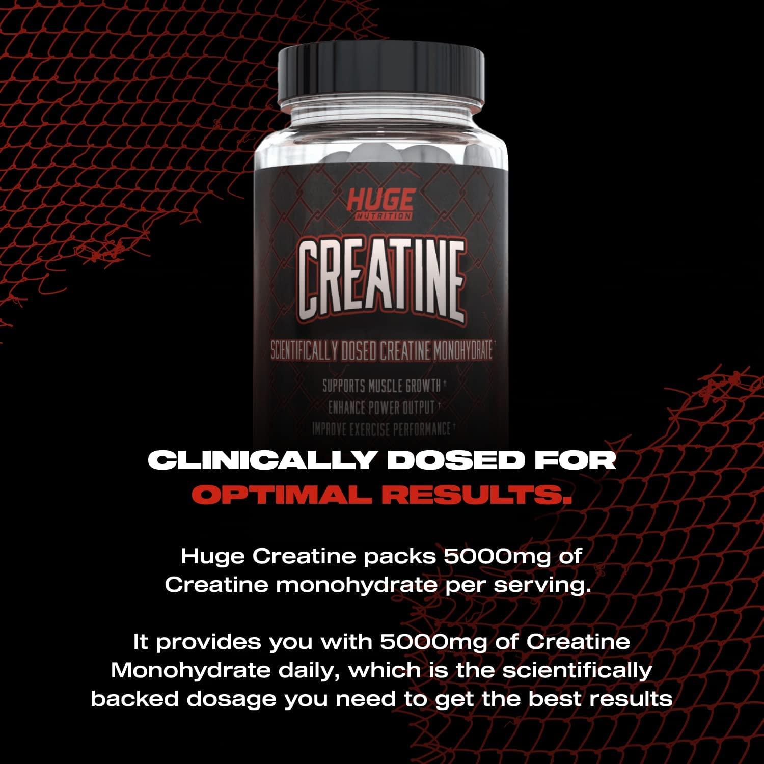 Huge Supplements Creatine Monohydrate Pills, 5000mg of Pure Creatine