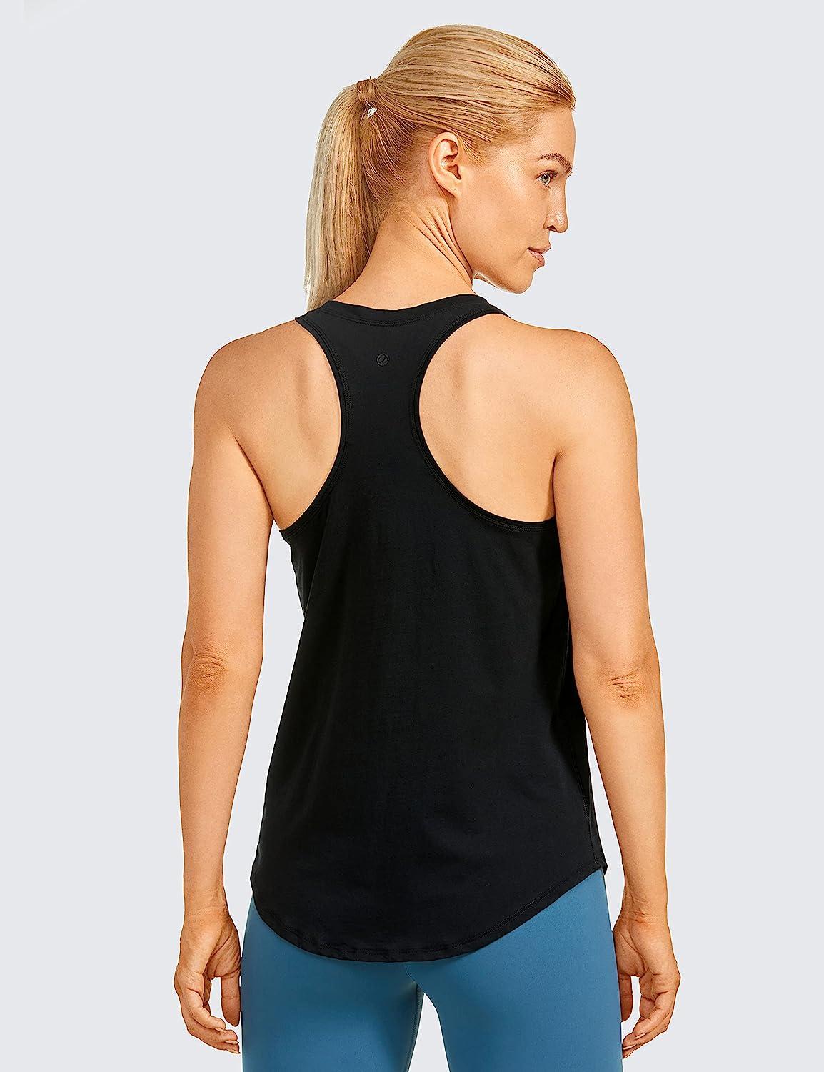 CRZ YOGA Women's Racerback Workout Tank Tops Loose Fit - Soft Pima Cotton  Athletic Yoga Shirts Lightweight Medium Black