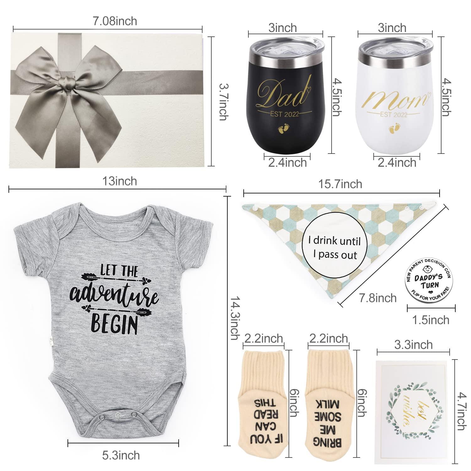 Pregnancy Gift Set 2022 New Parents Wine Tumbler, Baby Onesie