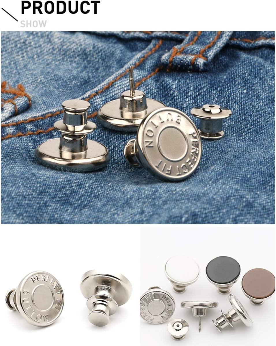 6 Pcs Buttons for Jeans Adjustable Jean Button Pins Pant Waist