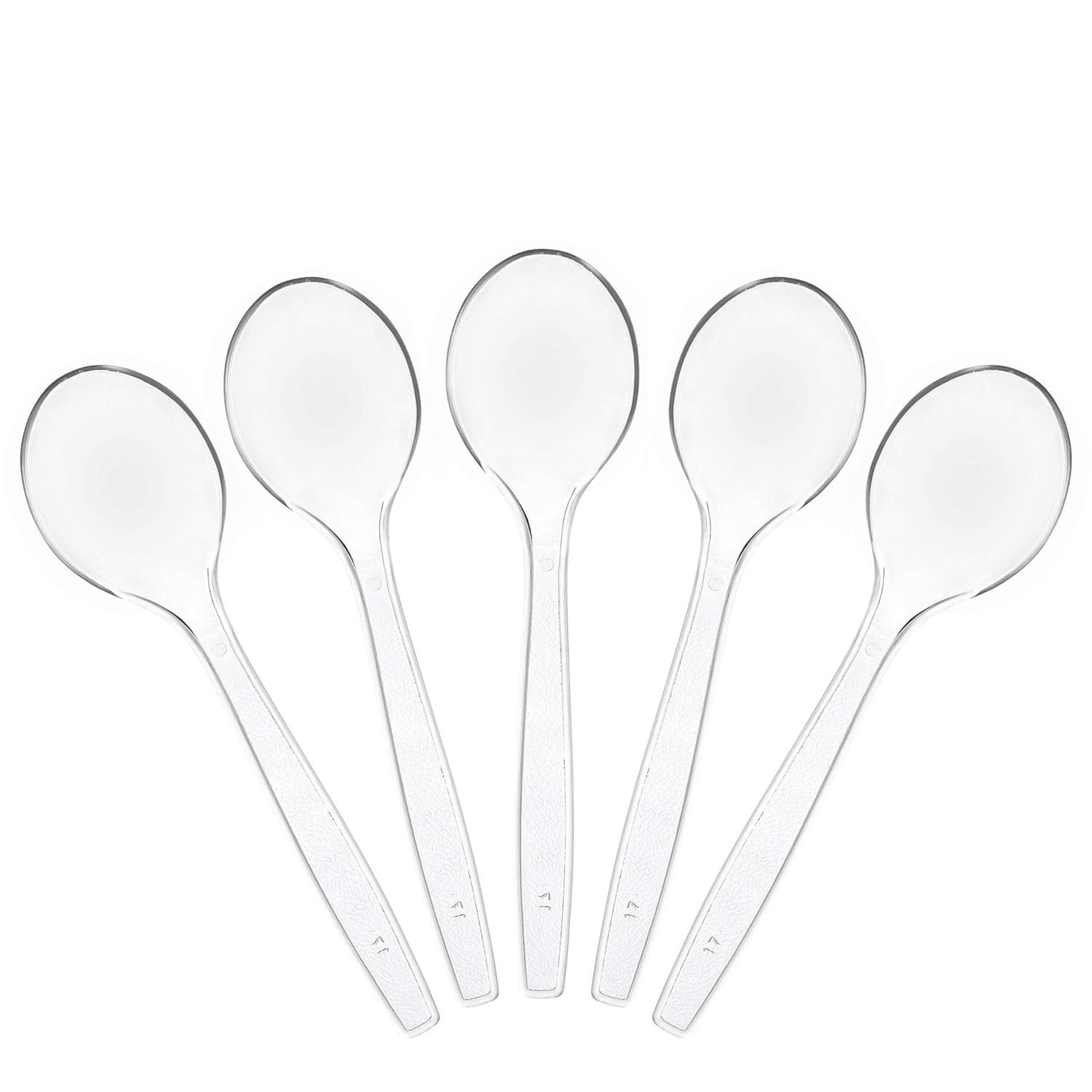 Plasticpro Disposable Clear Plastic Soup Spoons Heavyweight Utensils