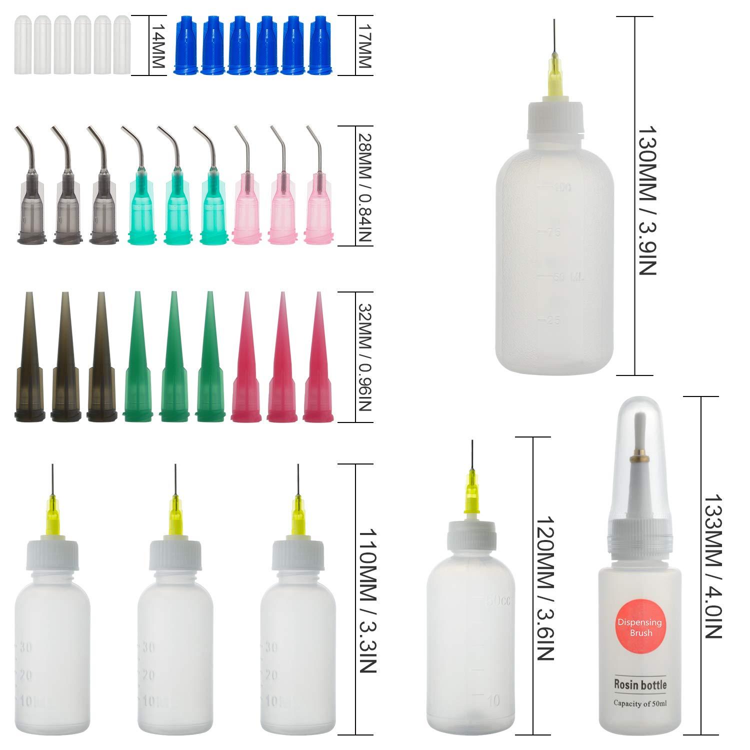Plastic squeeze bottl dispensers applicator kit plastic squeezable dropper  bottles with blunt needle tip for liquid glue and Ink