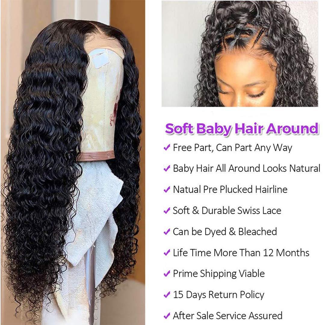 Brazilian Water Wave Lace Frontal Wigs Remy Pre Plucked Lace Frontal Human  Hair Wigs For Black Women Water Curly Wet and Wavy Lace Front Wig  Unprocessed Virgin Human Hair Wigs (Natural Color,