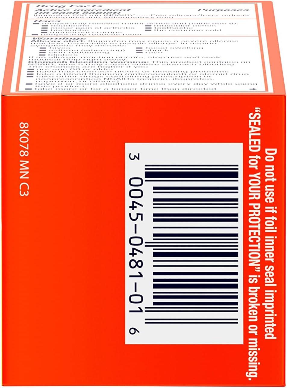 Motrin IB Ibuprofen 200mg Tablets Pain Reliever & Fever Reducer for Muscular Aches Headache