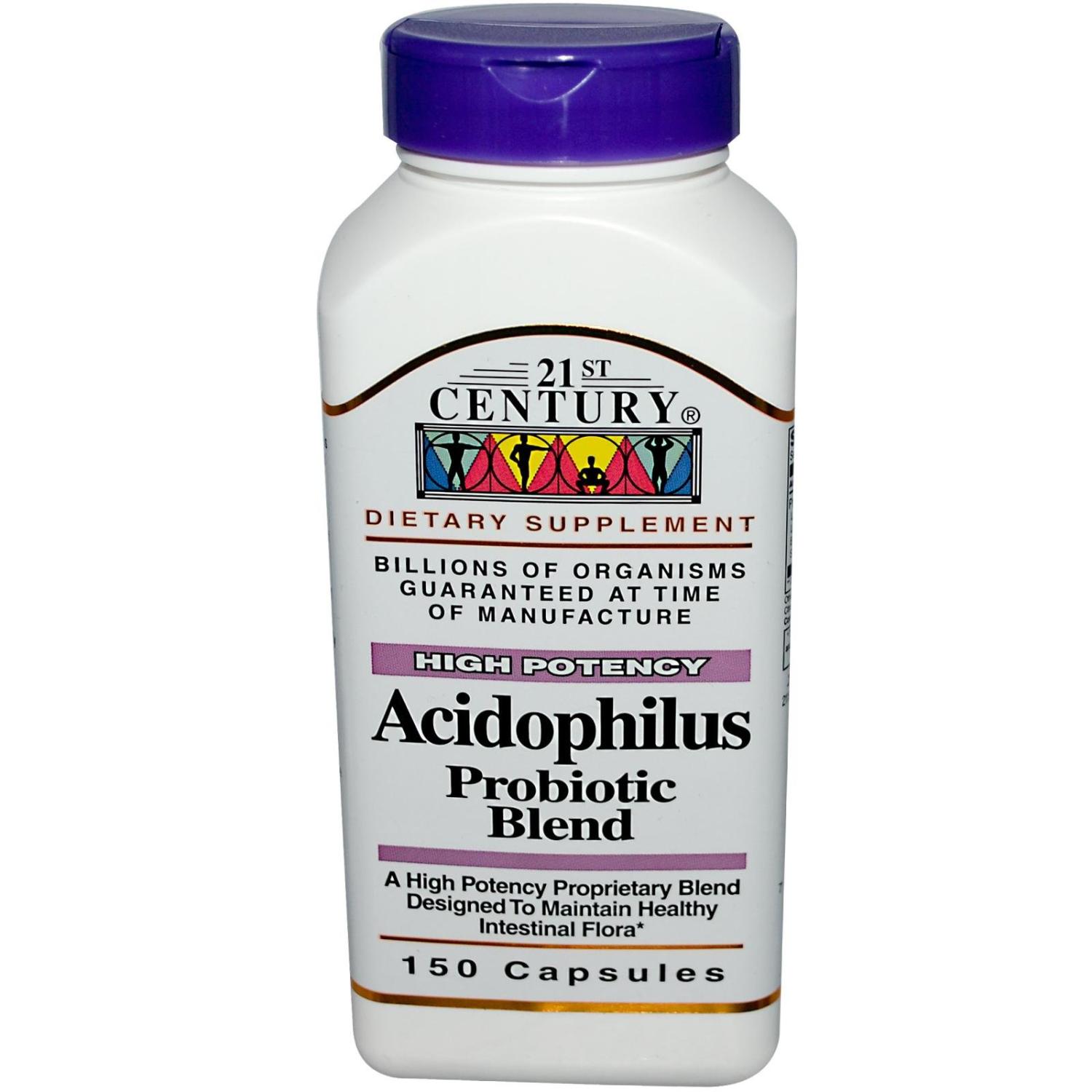 21st Century Acidophilus Probiotic Blend - 150 Capsules for Digestive ...