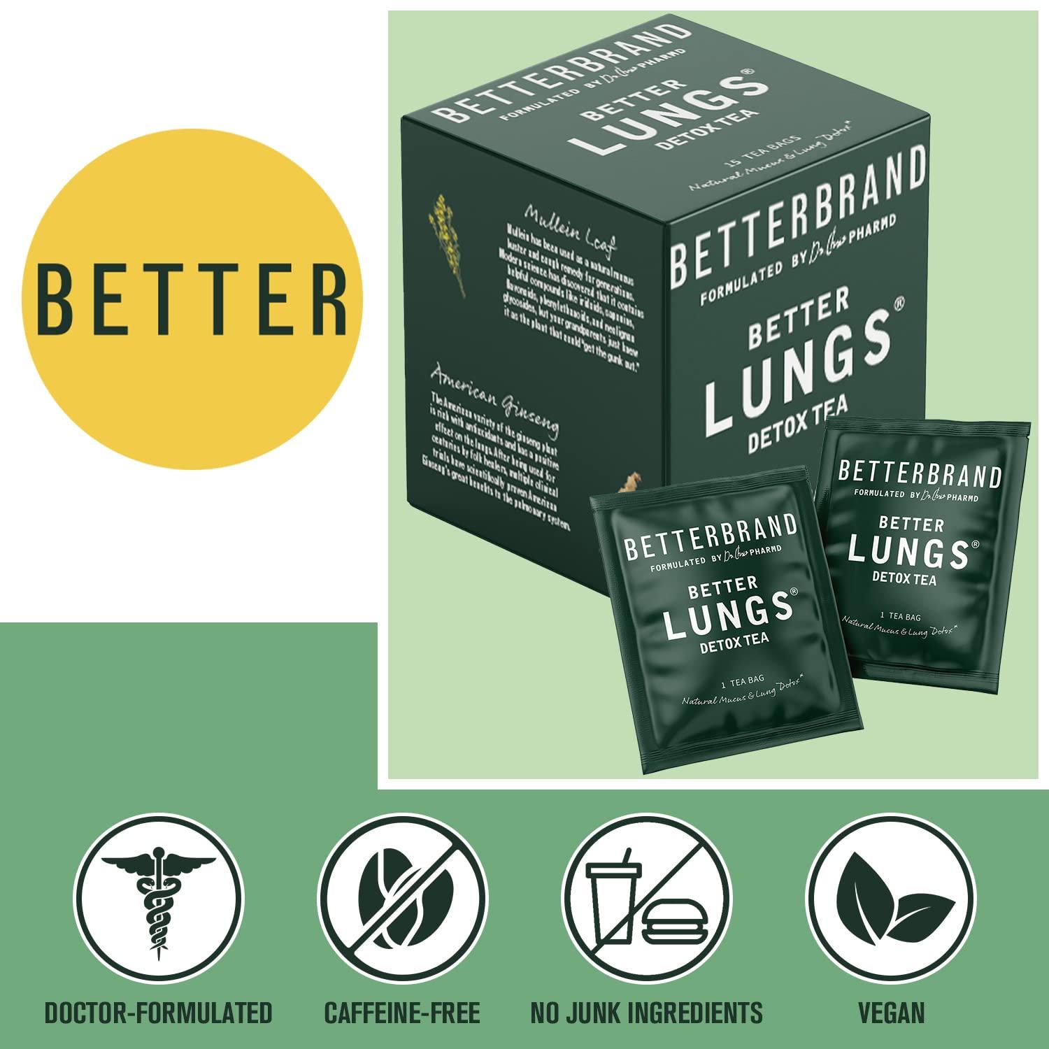 EVERLONG Lung Detox Tea - 14 Herbal Tea Bags With Mullein, Thyme & Ginseng For Respiratory Health