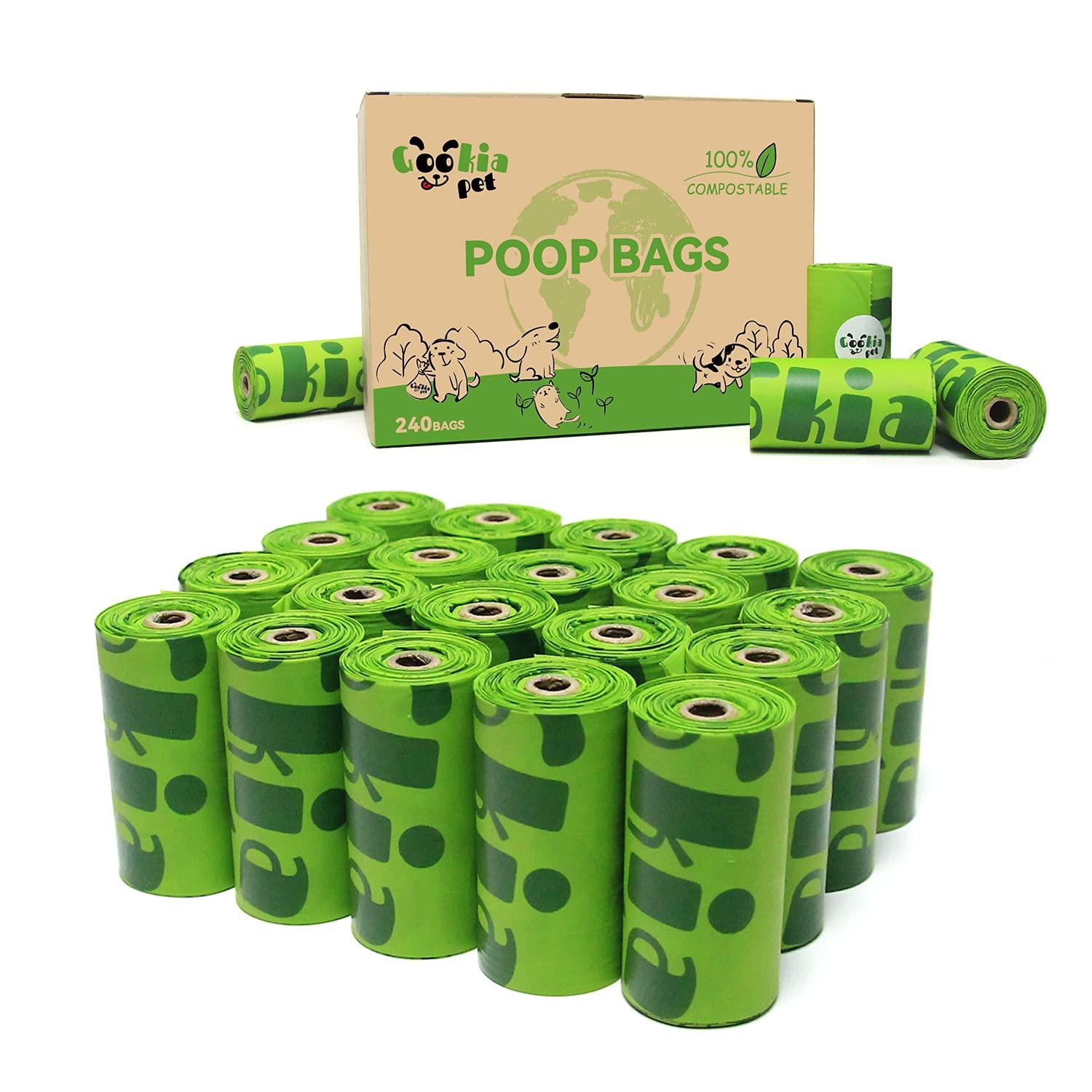 GookiaPet Biodegradable Poop Bags,240 Counts Compostable Dog Poop Bags