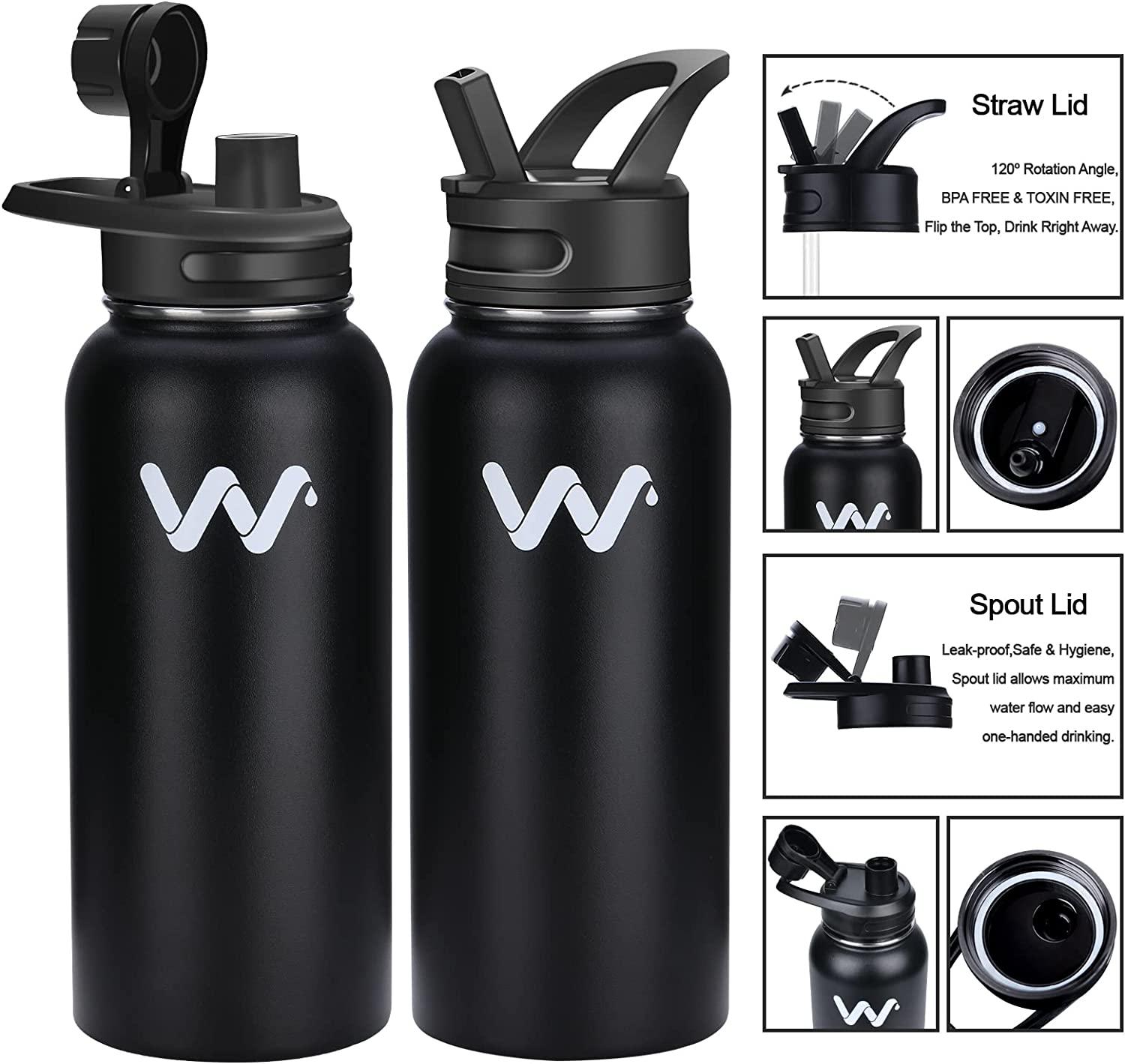 WEREWOLVES 24 oz Insulated Water Bottle With Paracord Handles & Strap &  Straw Lid & Spout Lid,Reusable Wide Mouth Vacuum Stainless Steel Water  Bottle for Adults (New-Fruit Green, 24 oz) - Yahoo