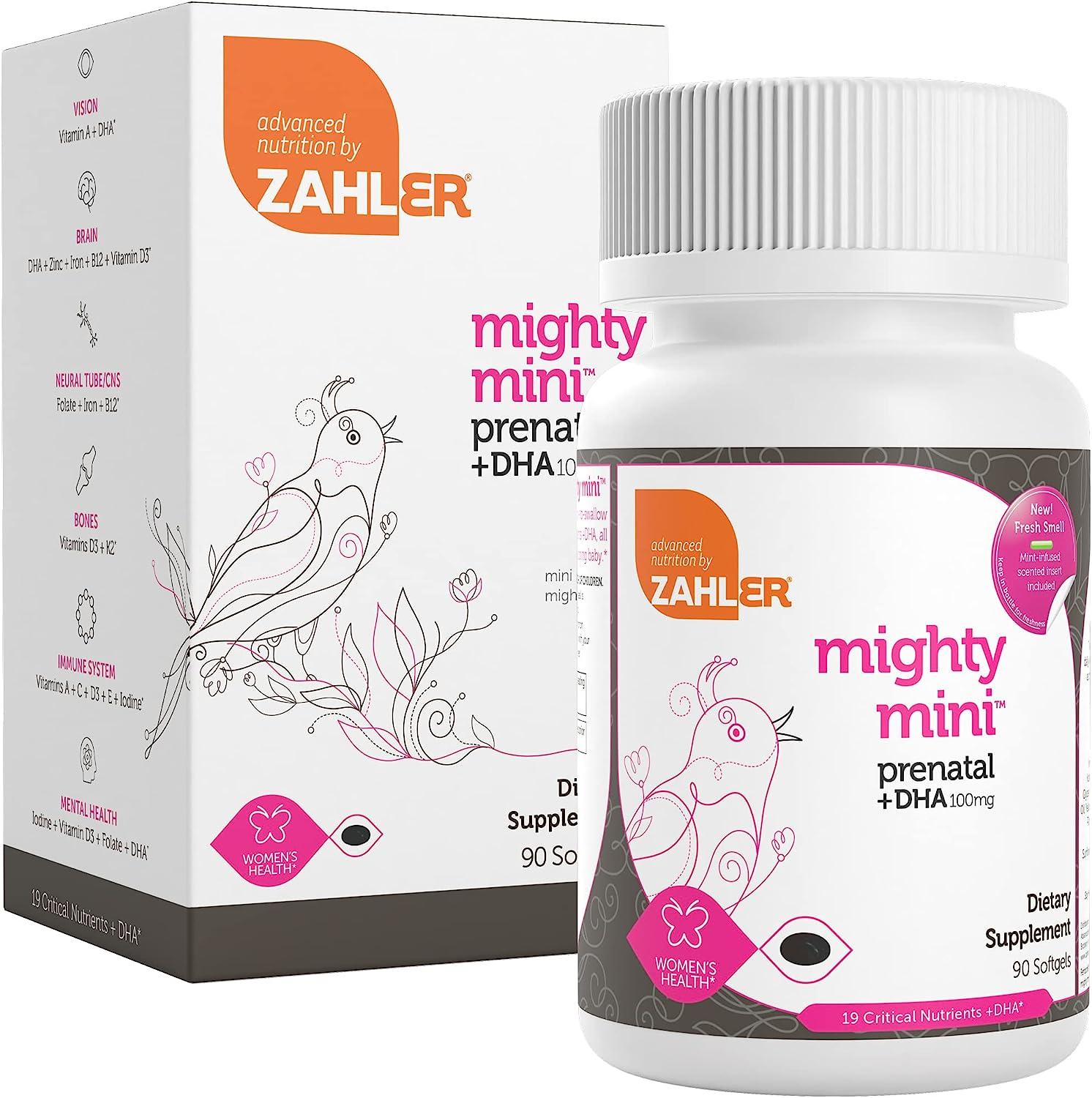 Zahler Mighty Mini Prenatal Vitamin with DHA & Folate Certified