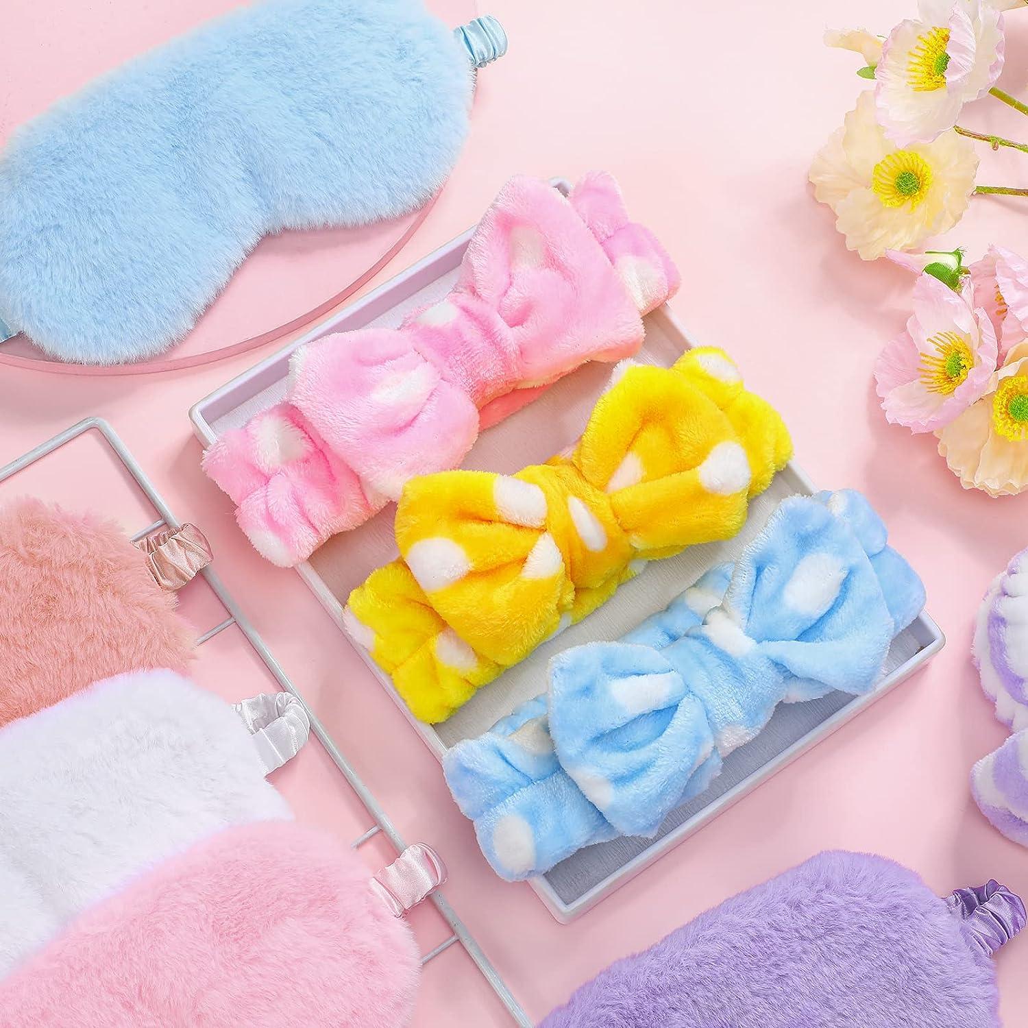 24 Packs Sleepover Party Favors for Teenager Girl Women Spa Party Supplies  Headband Plush Sleep Eye Mask Satin Eye Cover Soft Fleece Hair Band  Sleeping Stuff Accessories for Spa Party