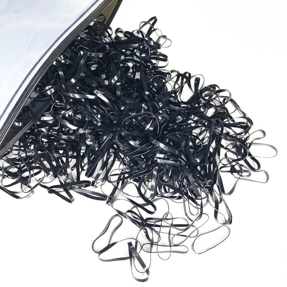 1000pcs Black Disposable Mini Rubber Bands In Convenient Bag, High