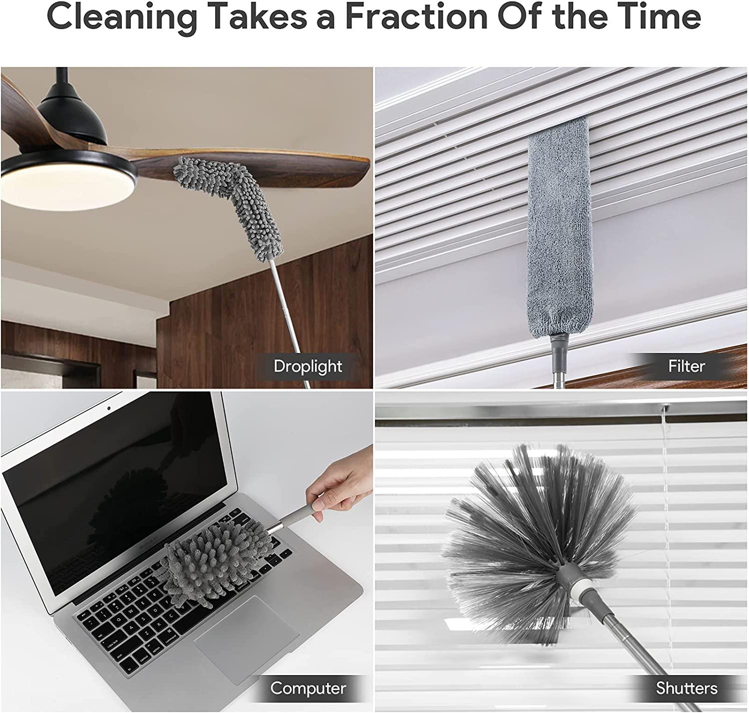 DELUX Microfiber Feather Duster Set with 100 inch Extension Pole 7