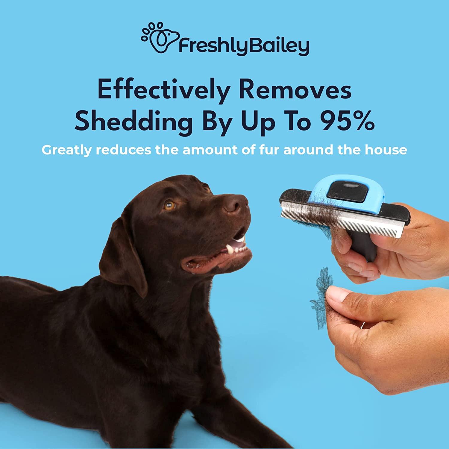FRESHLY BAILEY Deshedding Brush for Short Haired Dogs & Cats Effective Grooming Comb for Shedding