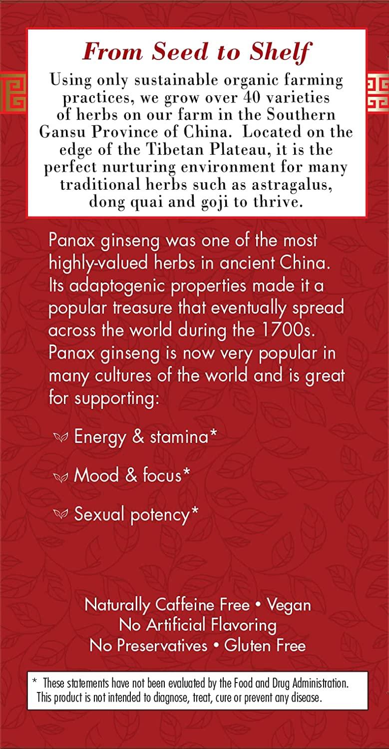 Bravo Teas & Herbs Panax Ginseng Tea, Caffeine Free, 20 Count