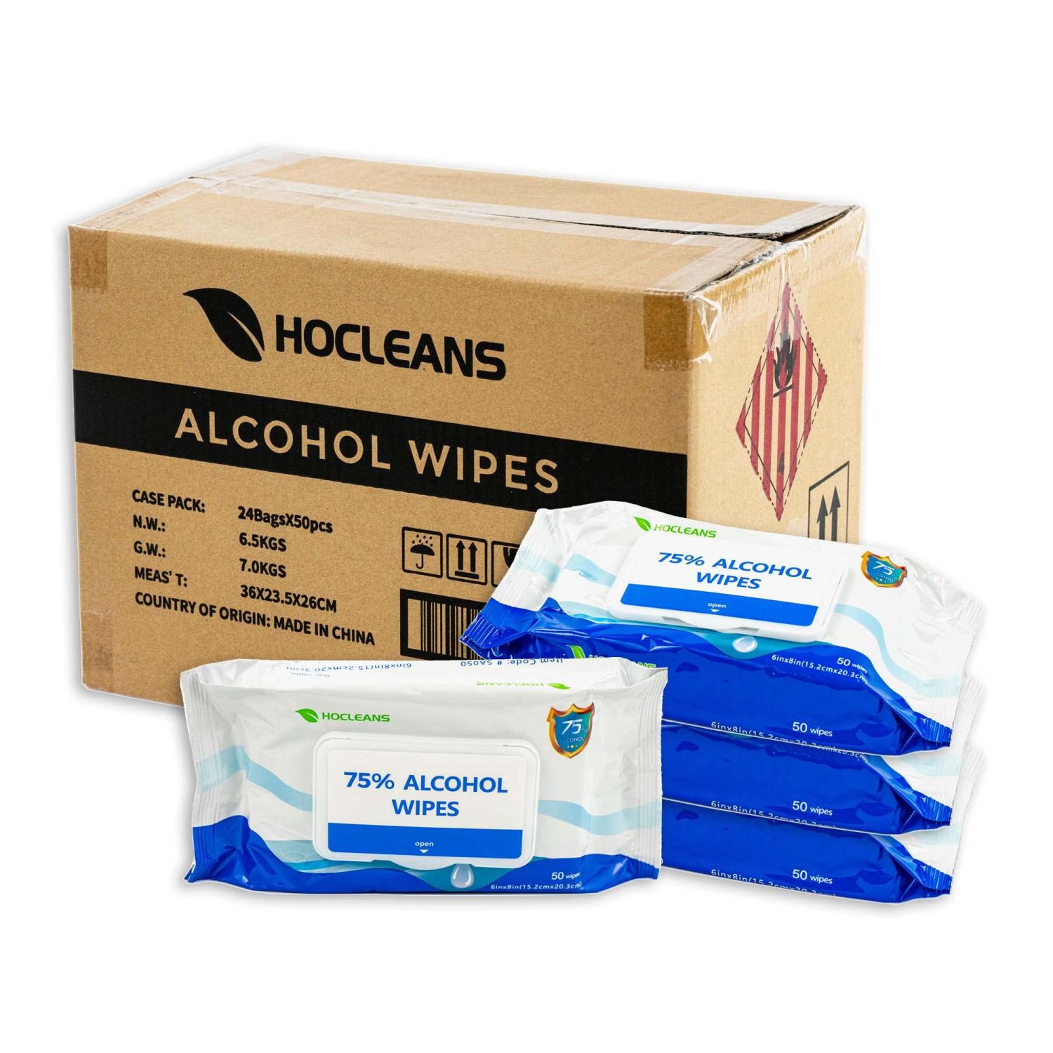 Hocleans 75 Alcohol Wipes 50 Count 24 Packs Of 50 1200 Wipes White Hocleans 75 Alcohol Wipes 50 Count 24 Packs Of 50 1200 Wipes White