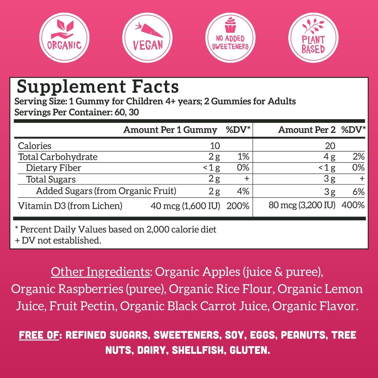 Llama Naturals Whole Fruit Vitamin D3 Gummies (Adults + Kids) No