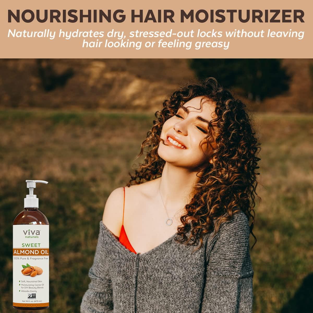 Sweet Almond Oil 100 Pure Hair and Skin Softener, NonGreasy Massage Oil, Carrier Oil for