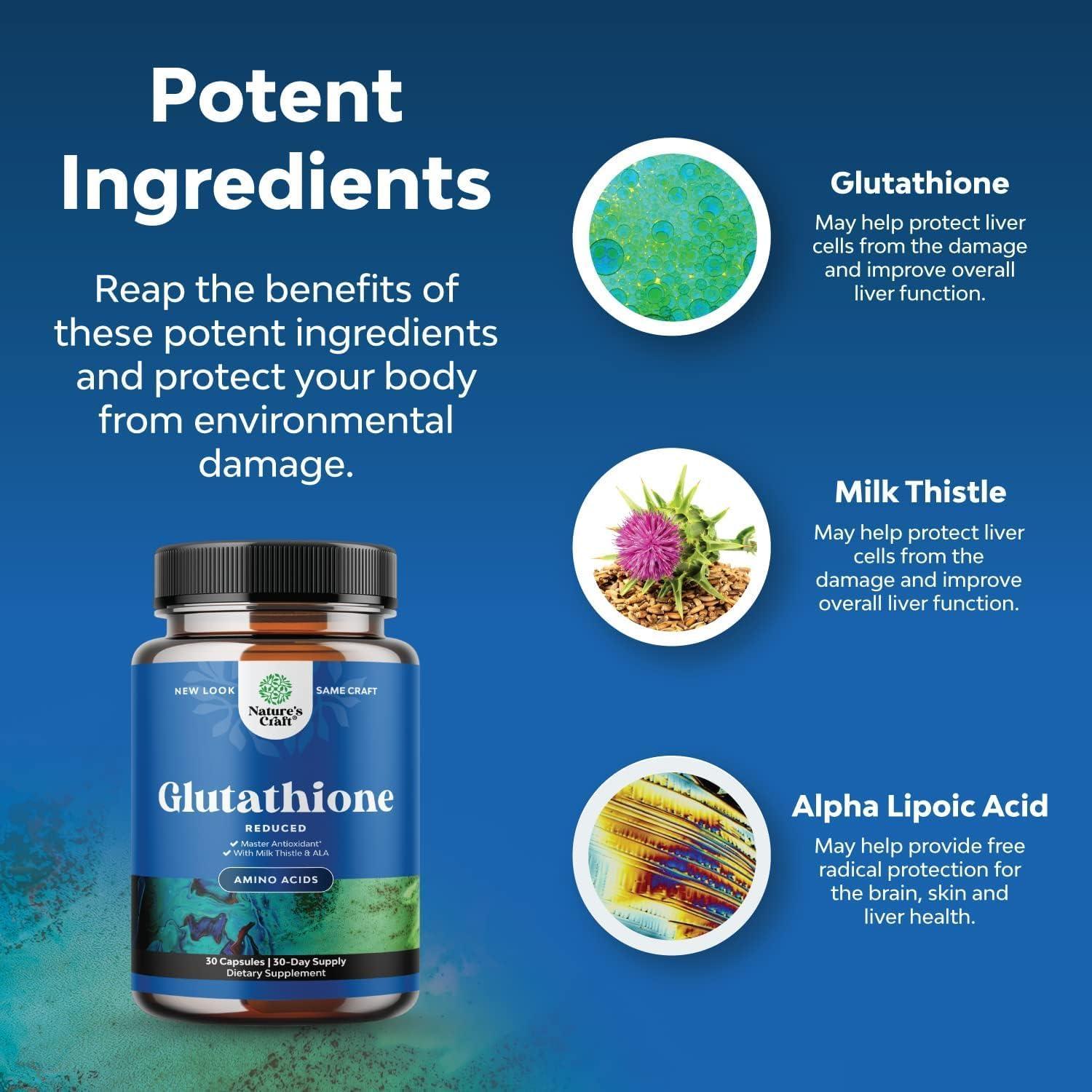 Glutathione Supplement with Glutamic Acid & Milk Thistle Extract - Liver  Support & Anti-Aging - 30 Count | Buy Now with Express International  Delivery | GoSupps.com