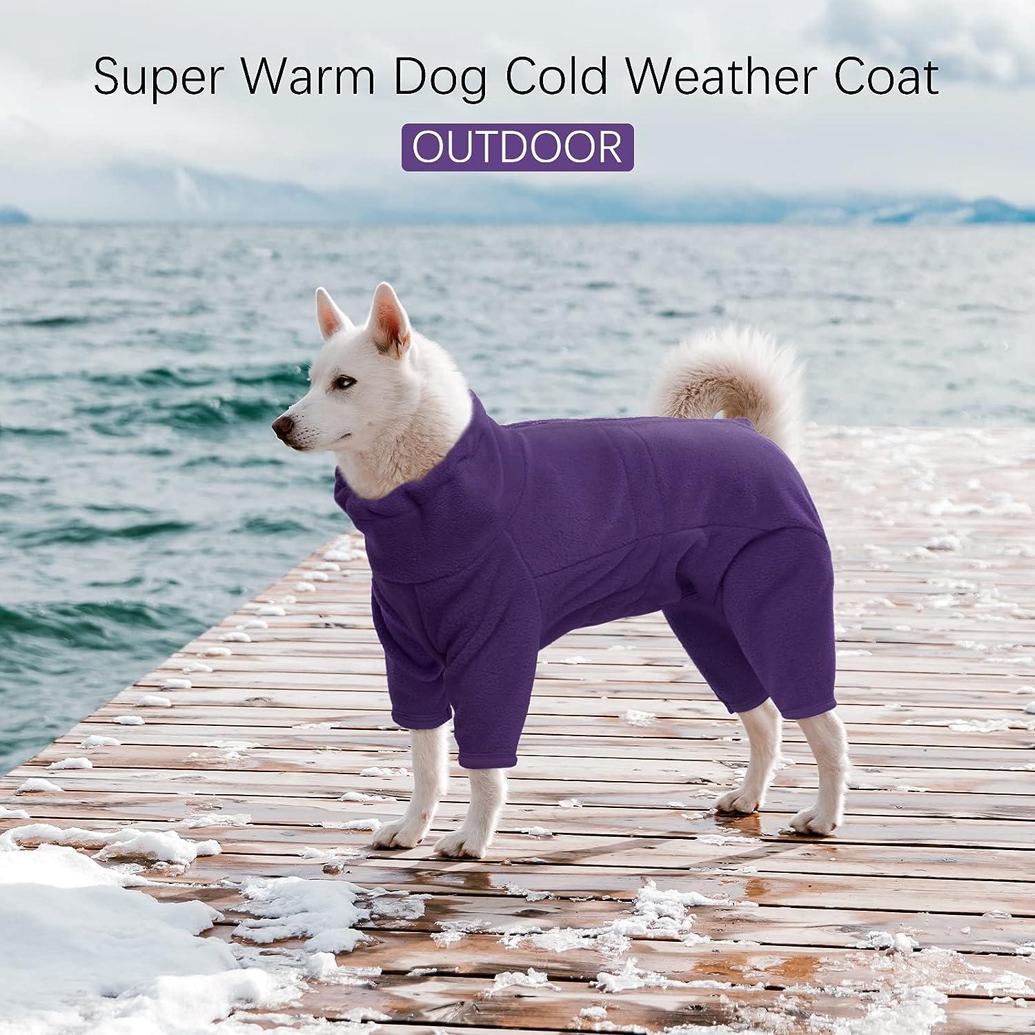 ROZKITCH Dog Winter Coat Soft Fleece Pullover Pajamas, Pet Windproof Warm  Cold Weather Jacket Vest Cozy Onesie Jumpsuit Apparel Outfit Clothes for  Small, Medium, Large Dogs Walking Hiking Travel Sleep Large Purple