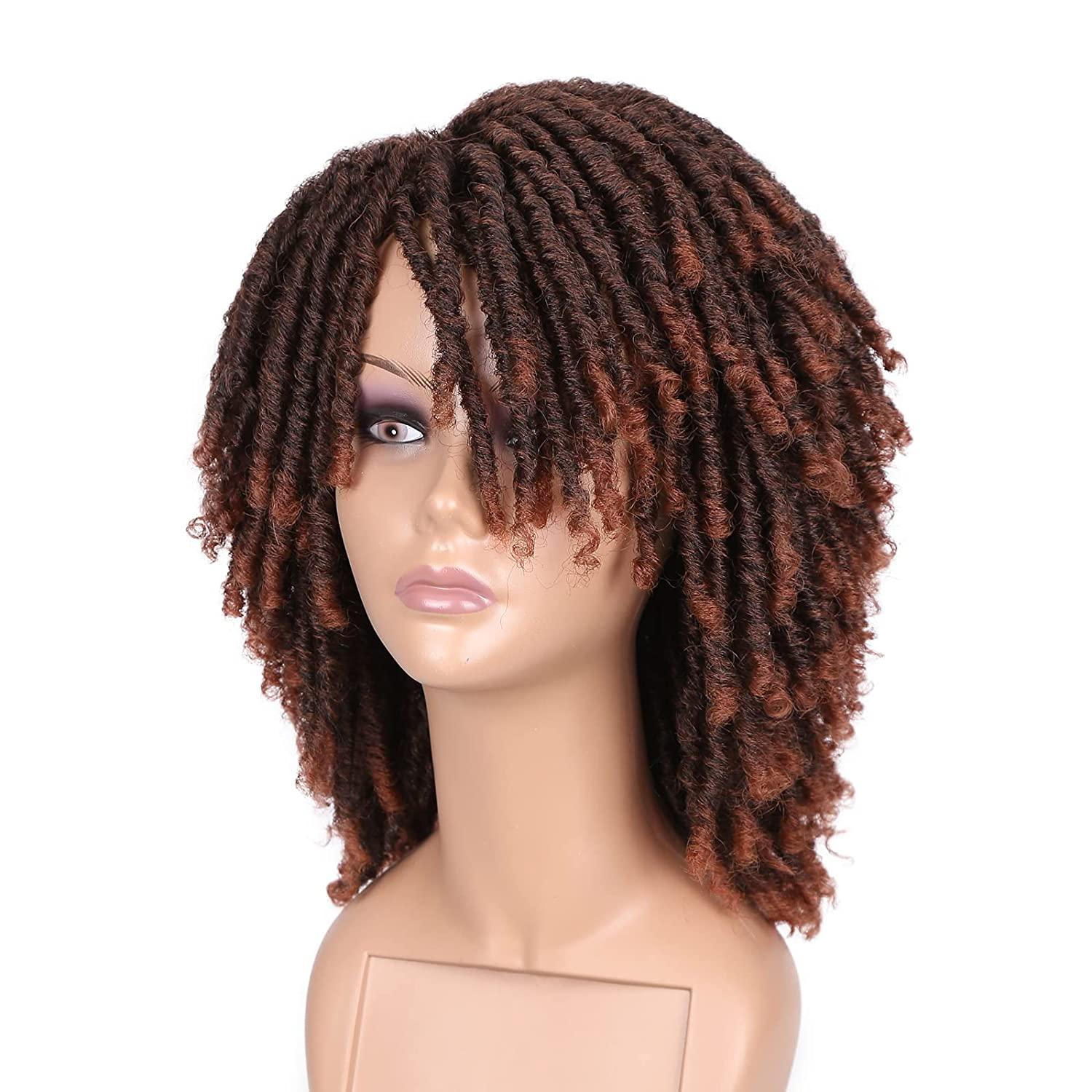 HANNE Short Twist Dreadlock Wig Afro Curly Synthetic Hair for Black