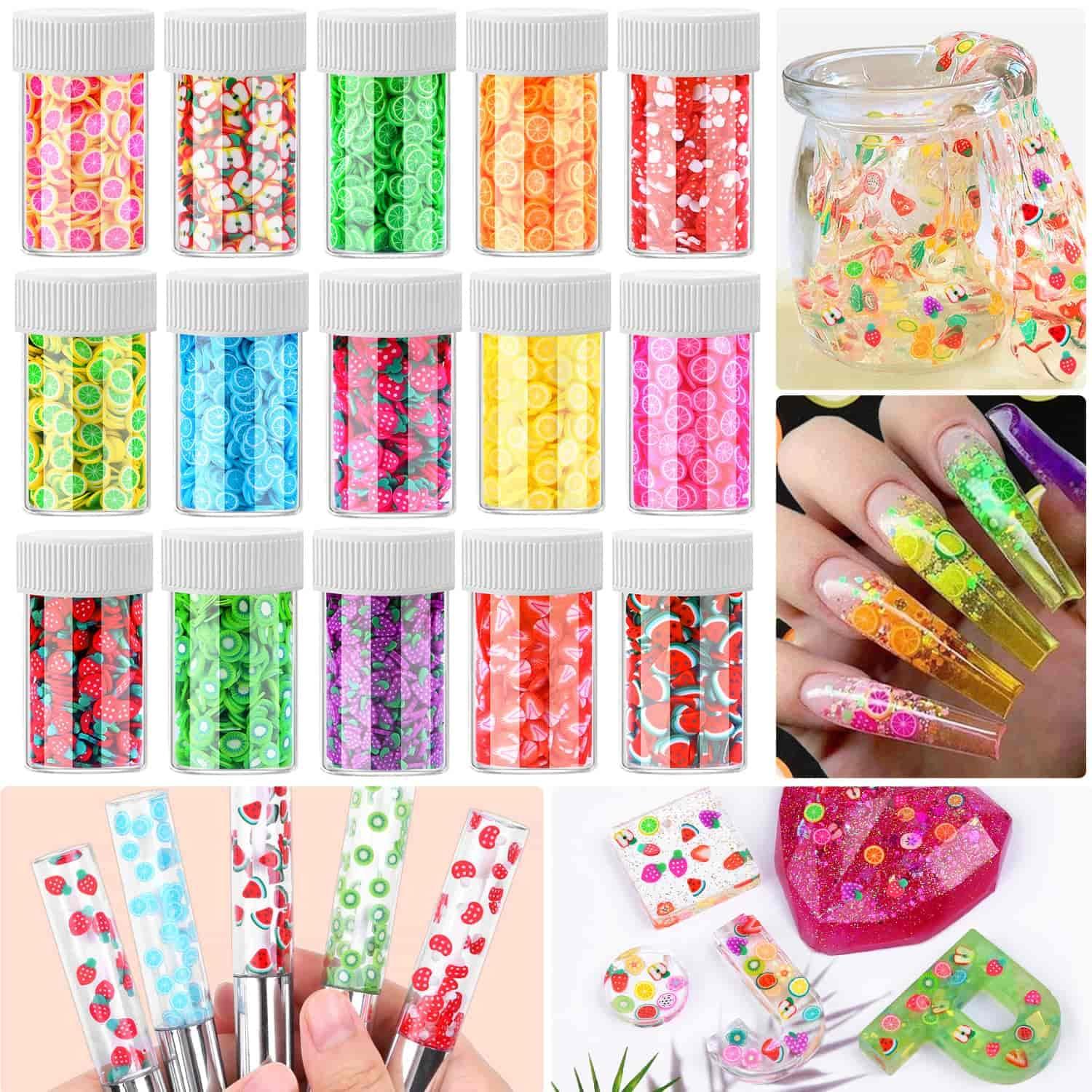 16000 pcs (20 Styles) Fruit Clay Slices Charms, VEINARDYL Nail Art Slices  3D Polymer Clay for DIY Crafts Resin Slime Making Cellphone Decoration