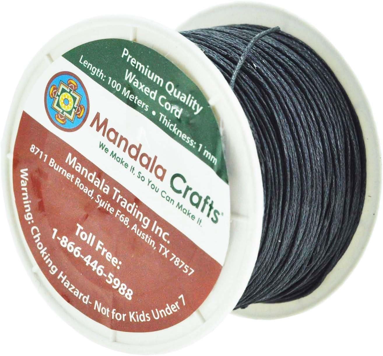Mandala Crafts Size 2mm Black Waxed Cord for Jewelry Making - 109 Yds Black  Waxed Cotton Cord for Jewelry String Bracelet Cord Wax Cord Necklace String  Black 2mm 109 Yards