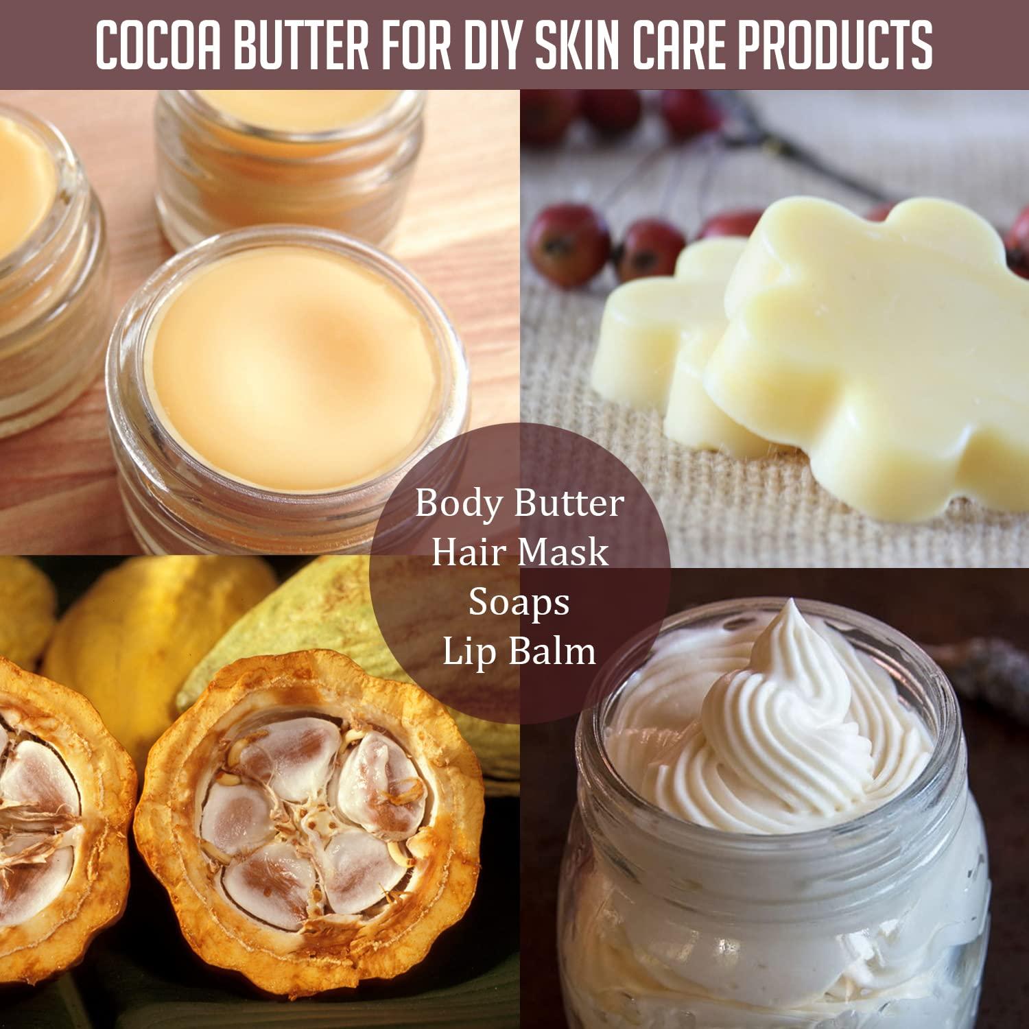 Raw Pure Unrefined Cocoa Butter 8oz Ideal for DIY Body Butters, Soaps