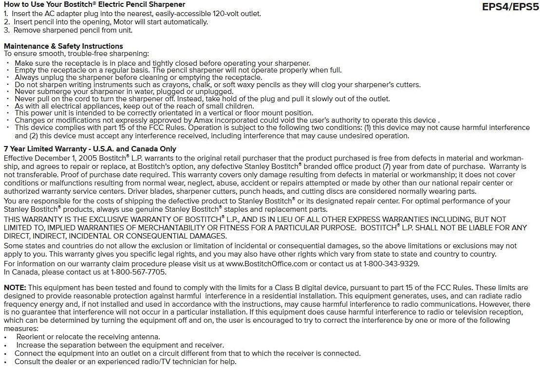 Bostitch Personal Electric Pencil Sharpener Powerful StallFree Motor