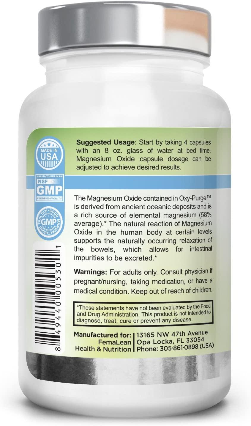 OxyPurge 750 mg 60 Vcaps Natural Magnesium Oxide Oxygen Based Colon