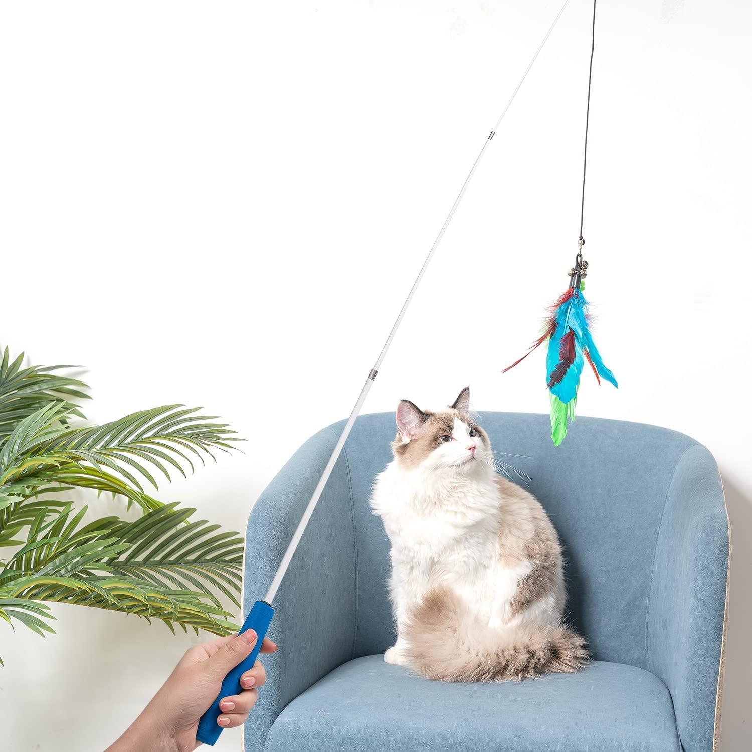 Pawaii [Outlet] Cat Toys, Cat Wand Toys with Magic Light 2-in-1 for Indoor  Cats, 47.2-inch All-Around Fishing Distance, Cat Fishing Pole Toy with Cat