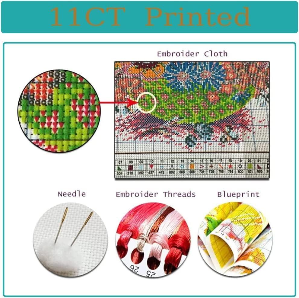 Stamped Cross Stitch Kits-Gnomes Counted Cross Stitch Kits for Beginners  Adults Needlepoint Flowers Cross-Stitch Patterns Dimensions Needlecrafts  Embroidery Kits Arts and Crafts Cross Stitch-F
